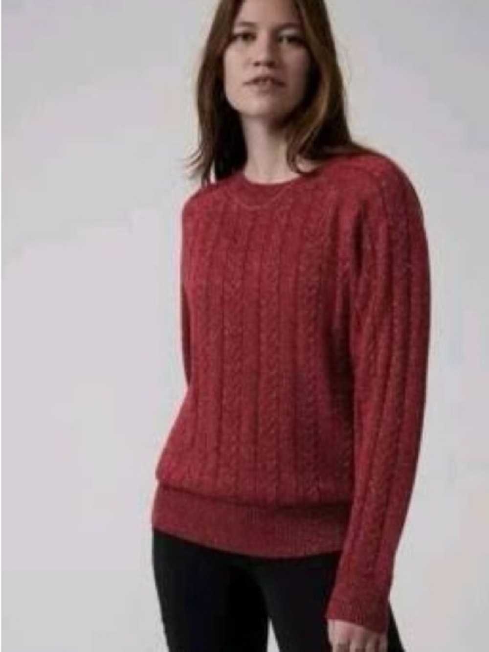 Athleta Red Metallic Cable-Knit Sweater-L